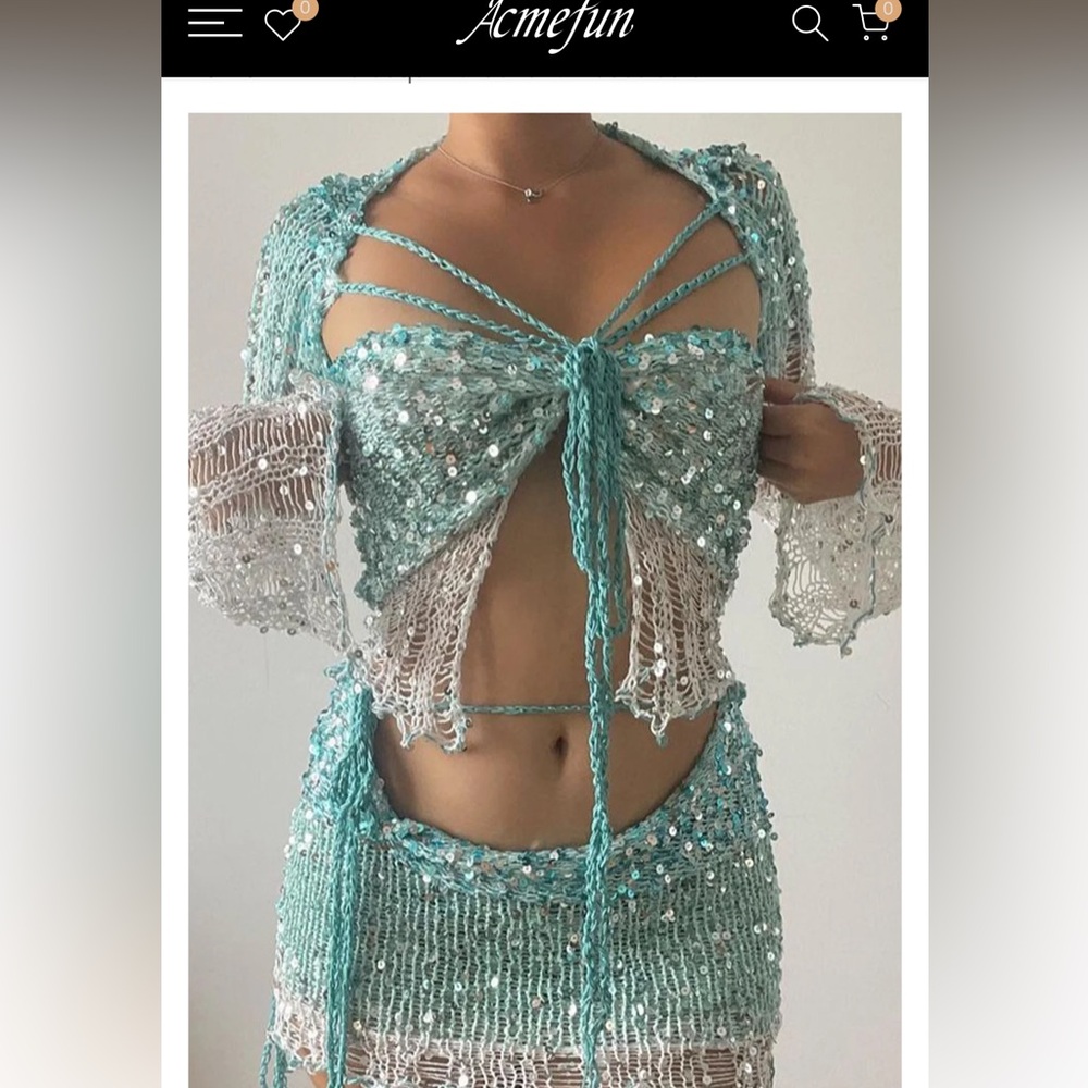 Sequin Crochet Two-Piece Set